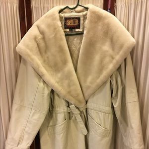 G III Cream Leather Coat Size 3X